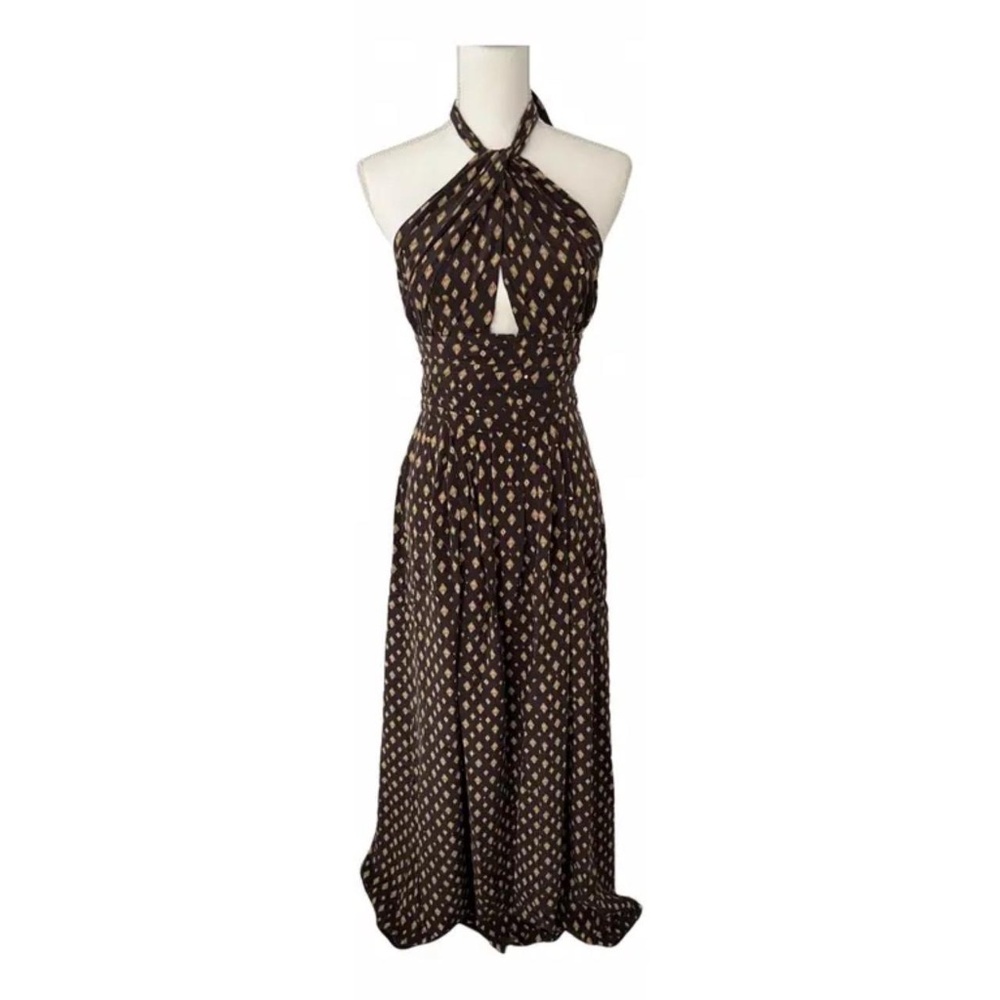 Johanna Ortiz Women's Brown and Gold Palm Tree Dress